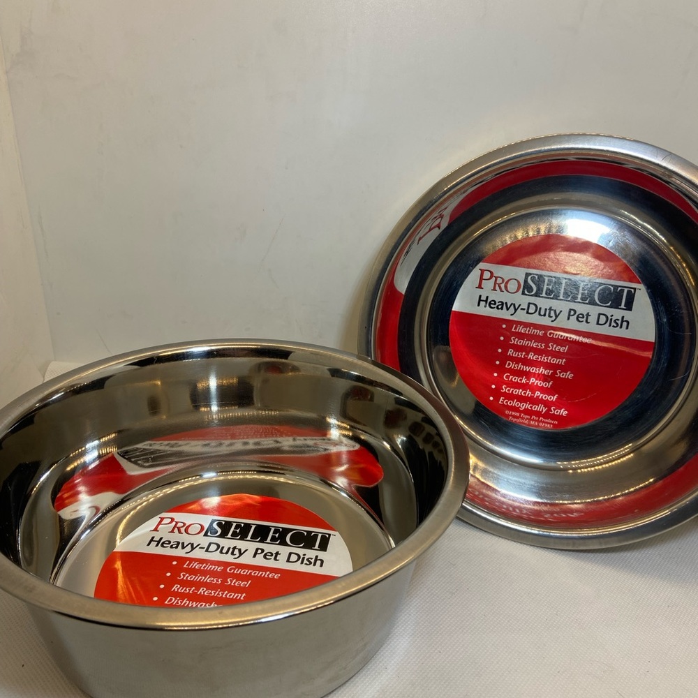 Pro-Select stainless steel dog dish set of two 2 quart